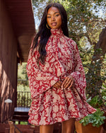 Kollins Paisley Print Mock Neck Mini Dress