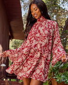 Kollins Paisley Print Mock Neck Mini Dress