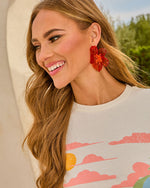 Orange % Florena Resin Flower Earrings-4