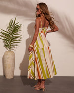 Ocean Stroll Cotton Striped Midi Dress