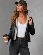 Iriena Leather Twofer Hooded Moto Jacket