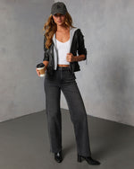 Iriena Leather Twofer Hooded Moto Jacket