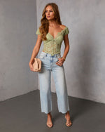 Sage % Polished Romance Bust Tie Lace Top-2