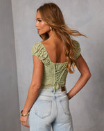 Sage % Polished Romance Bust Tie Lace Top-4