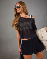 City Leisure Cotton Open Knit Mesh Mini Skort
