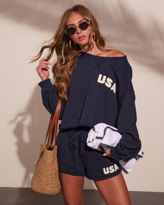 American Belle Relaxed USA Embroidered Top