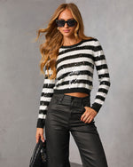 Milara Striped Tonal Sequin Top