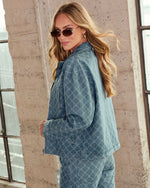 EE Monogram Print Denim Jacket