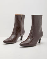 Kylie Faux Leather Croc Embossed Ankle Boots