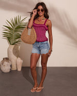 Anetta Knit Abstract Print Peplum Top