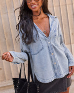 Boardwalk Cotton Blend Vintage Button Down Top