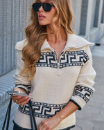Ottie Quarter Zip Print Sweater