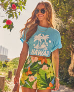 Hawaii Tropics Short Sleeve Linen Blend Graphic Tee