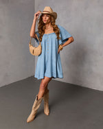 Boho Trail Chambray Mini Dress