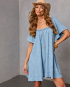 Boho Trail Chambray Mini Dress