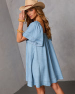 Boho Trail Chambray Mini Dress