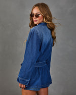 Autumn Capsule Funnel Neck Belted Denim Jacket