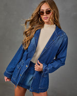 Autumn Capsule Funnel Neck Belted Denim Jacket