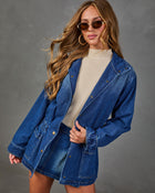 Autumn Capsule Funnel Neck Belted Denim Jacket