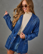 Autumn Capsule Funnel Neck Belted Denim Jacket