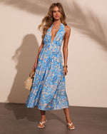 Sunset Society Tropical Print Halter Neck Maxi Dress