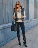 Black % Shelton Pocketed Hooded Faux Leather Puffer Vest-2