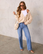 Natural % Jovanna Buttoned Cardigan Sweater-2