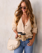 Natural % Jovanna Buttoned Cardigan Sweater-5