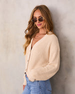 Natural % Jovanna Buttoned Cardigan Sweater-3