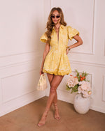 Quiet Spring Paisley Bubble Hem Mini Shirt Dress