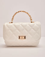 White % Laura Quilted Vegan Leather Top Handle Bag-3