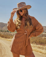 Clover Wood Corduroy Mini Shirt Dress