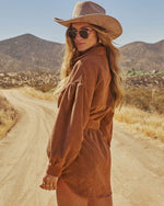 Clover Wood Corduroy Mini Shirt Dress