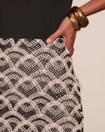 Geselle Embroidered Crochet Geometric Fringe Hem Mini Skirt