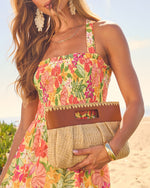 Coastal Canvas Woven Straw Clutch