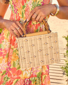 Island Light Embellished Straw Basket Tote
