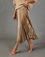 Home To You Pleated Satin Midi Skirt