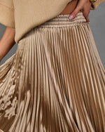Home To You Pleated Satin Midi Skirt