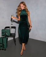 Midwinter Frost Velvet Midi Dress