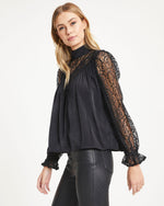 Black % Down Memory Lane Lace Contrast Top-1