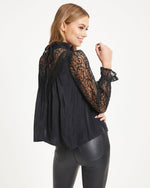 Black % Down Memory Lane Lace Contrast Top-4