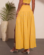 Daisy Darling Embroidered Cotton Floral Midi Skirt