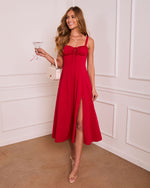 Heart Flutter Ruched Bust Midi Dress