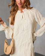 Cream % Autumn Stone Shift Chiffon Mini Dress-6