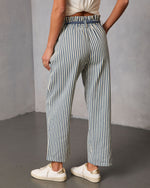Duah Rigid Straight Leg Pinstripe Waist Tie Jeans