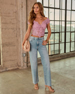 Mauve % Polished Romance Bust Tie Lace Top-2