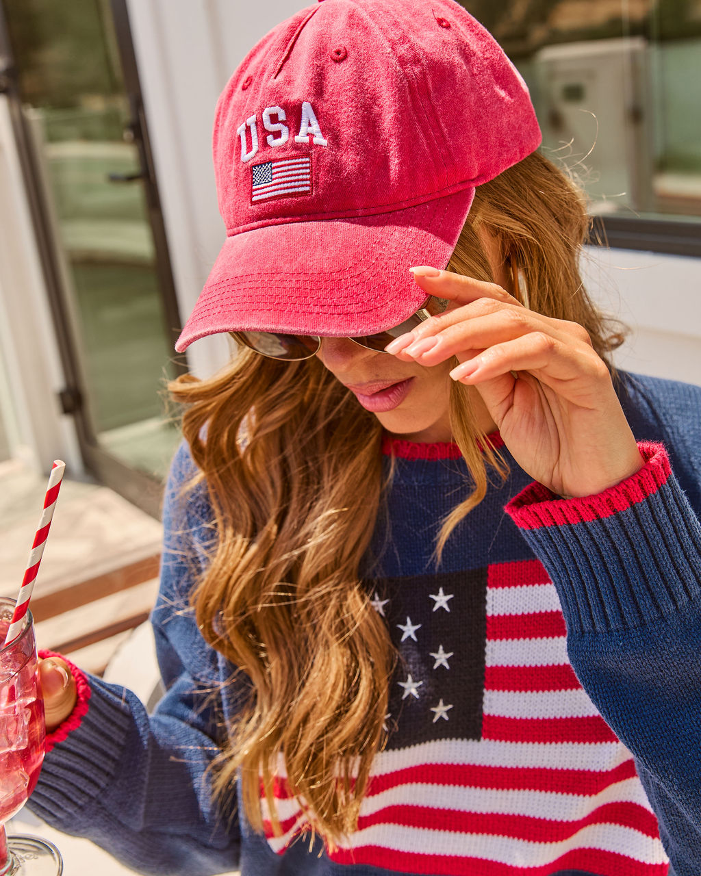 Vici USA Embroidered Red Baseball Cap Stateside Glow USA Baseball Cap – VICI main image 4