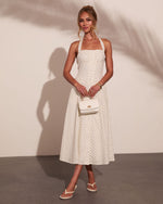Abrille Polka Dot Halter Neck Maxi Dress