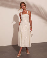 Abrille Polka Dot Halter Neck Maxi Dress