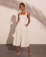 Abrille Polka Dot Halter Neck Maxi Dress